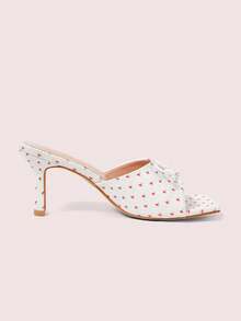 CUCCOO DOLLMOD Women's Square Toe Floral Red And White Summer Fresh Spring And Summer New Daily Fashion Cute Wear Bow Stiletto High Heel Sandals - Red and White - View 10