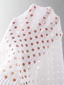 Manfinity RSRT 男士夏季休闲沙滩度假拼接图案V领开襟针织上衣 - 白色 - 查看 7