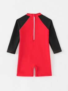 Baby Boys Printed Long Sleeve Zipper One-Piece Swimsuit, Summer Beach Holiday Baby Boy Clothes Halloween Toddler Long Sleeve Swimsuit Toddler Boy Swimming Suit Toddler Boy Rashguard Baby Boy Rash Guard Toddler Boy Swim Wear Toddler Swimsuit Toddler Boy Rash Guard Toddler Rashguard Swimsuit Baby Boy Swim Rashguards Toddler Boy Swim Suit Long Sleeve - Multicolor - View 2