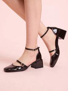 CUCCOO DOLLMOD Sepatu Flat Wanita Model Mary Jane Hak Tebal Hitam Ujung Persegi dengan Tali, Cocok untuk Beraktivitas, Kencan, Pesta, Belanja, Liburan, Sepatu Musim Semi, dan Sepatu Musim Semi untuk Hari Valentine. - Coffee Brown - View 3