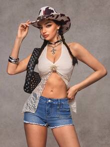 Jeanoix Women's Fashion Casual Versatile Sexy Y2K Style Denim Shorts - Medium Wash - View 7