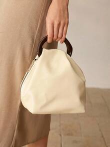 MOTF PREMIUM TAS TANGAN LIPAT WANITA WARNA POLOS, ELEGAN DAN SEDERHANA, UNTUK PAKAIAN SEHARI-HARI UNTUK BEKERJA DAN BERPERJALANAN - Butter Yellow - View 6
