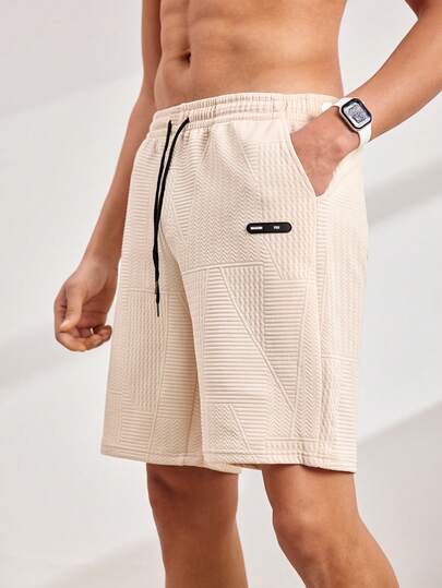 Driftmere 男士轻薄字母印花提花短裤，适合日常穿着，夏季款