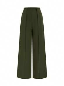 Elenzga 2026 New Retro Military Green Commuting & Casual Fashion Wide Leg Pants, High Waist Draping Loose Straight Leg Trousers, Versatile For Women In Spring & Autumn - Army Green - View 6