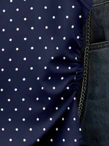 Resyla Áo thun ba lỗ nữ tay ngắn, màu trơn, in họa tiết chấm bi, có dây thắt eo. - Nhiều màu - Xem 5