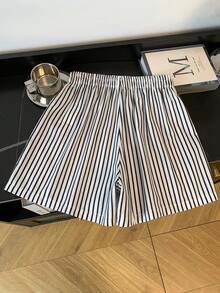 GlowEve Quần short nữ cạp chun, kẻ sọc, kiểu dáng thường ngày, họa tiết hiệp sĩ. - Nhiều màu - Xem 2