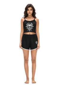 Black Label Women's Sweet & Cool Style Camisole & Shorts Set - Black - View 7