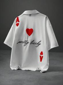 PAVTROS Men's Street Fashion Embroidered Short Sleeve Shirt - White - View 2