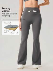 OutZeal Women Sports Pants Daily Casual Quick Drying Tummy Control Flared Bottoms - Grey - View 2