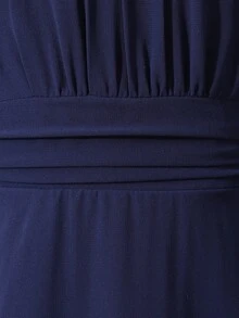 SHEIN 夏季优雅派对礼服，A字无袖露肩雪纺连衣裙，专为大女孩设计，采用不对称设计。完美适用于婚礼花童礼服、青少年选美比赛和派对。这款优雅的公主风连衣裙，采用挂脖领口和收腰设计，凸显优雅迷人的气质！深蓝色连衣裙、优雅蓝色连衣裙、前短后长蓝色连衣裙、舞会礼服、波西米亚风连衣裙 - 藍色 - 查看 7