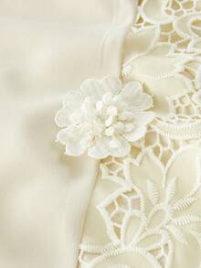 ZEYLAH 对比色花边大腿开衩连衣裙 - 黃色 - 查看 5