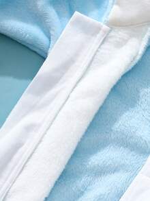 SHEIN Bộ đồ liền thân hình cá mập sơ sinh, mũ 3D hình cá mập nhồi bông dễ thương, mặt cá mập thêu, áo liền quần dài tay cho bé - Màu xanh lam - Xem 9