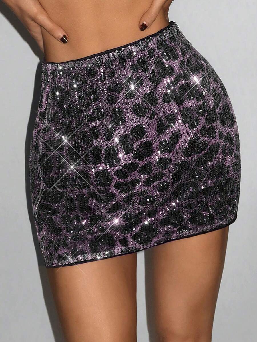 EgrlEra Rok Mini Pesta Musim Panas Motif Leopard Patchwork Berhiaskan Payet Gaya Y2K untuk Pesta Liburan - MultiWarna - View 1