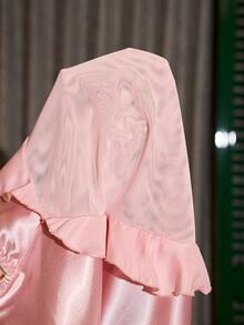 SHEIN Satin Slip Dress With Mesh Lace Patchwork, Adjustable Straps, Elegant Backless Nightgown - Mauve Purple - View 7