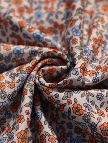 SHEIN LUNE Women's Casual Vacation Placement Print Front Button Split A-Line Skirt, Spring/Summer - Multicolor - View 3