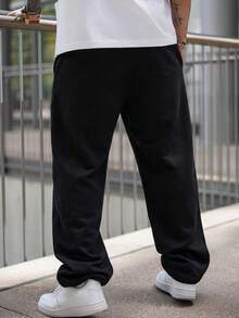 DAZY 男士黑色松紧腰长裤，春夏款 - 黑色 - 查看 2
