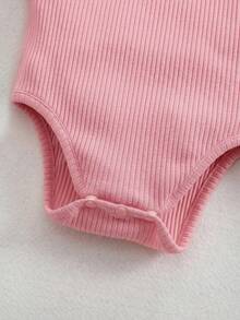 SHEIN 3件套可爱纯色针织吊带连体衣，女婴夏季款 - 彩色 - 查看 5