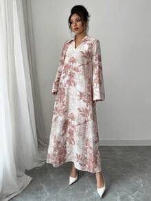 Yasmyna Women's Spring/Summer Woven Long Sleeve Stand Collar Elegant Romantic Arabic Dress - Multicolor - View 7