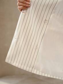 MOTF PREMIUM 条纹休闲亚麻质感通勤及日常双排扣西装外套 - 白色 - 查看 8