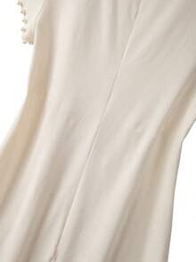 GlowEve CURVE 大码女士优雅仿珍珠结饰经典圆领短袖修身中长连衣裙 - 杏色 - 查看 6