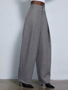 Aveloria Modichic New Stylish Design Casual Pleated Loose Wide-Leg Suit Pants, Versatile For Commuting - Grey - View 5