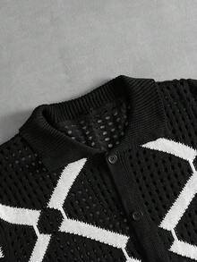 ROMWE MEN Men's Turndown Collar Vacation Knitted Sweater - Multicolor - View 5