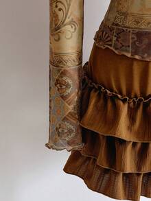 ROMWE Hippie Áo thun nữ phong cách cổ điển Fairycore in họa tiết vintage - Nhiều màu - Xem 6