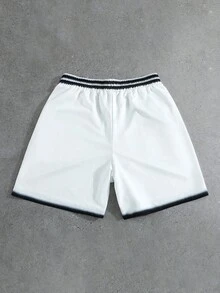 ROMWE MEN 男士抽绳腰带十字骷髅印花休闲百搭日常短裤 - 白色 - 查看 4