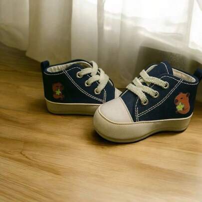 Tenis deportivo para bebé, estampado de Capibara, con agujetas para toda temporada, suaves, cómodos y resistentes.