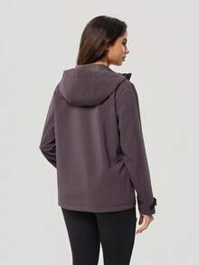 OutZeal Women Water-Resistant Front Zip Pocket Hooded Outdoor Jacket Hiking Camping - Purple - View 7