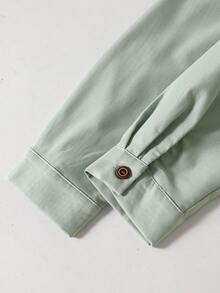 两件套青少年男士绅士套装，绿色领长袖衬衫+米色短裤，绅士西装，商务优雅校园风，生日派对日常休闲外套，简约大方 - 彩色 - 查看 6