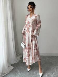 Yasmyna Women's Spring/Summer Woven Long Sleeve Stand Collar Elegant Romantic Arabic Dress - Multicolor - View 5