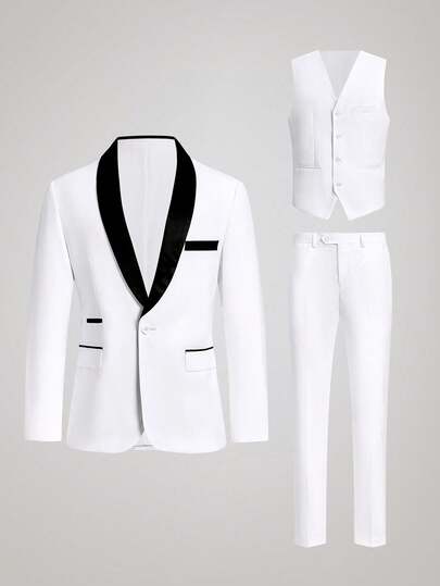 Officeau Caelus 男士新郎婚礼西装套装 高品质礼服外套 西裤 马甲 男士三件套 正式修身燕尾服 舞会西装 商务社交 正式燕尾服 舞会西装 工作办公西装