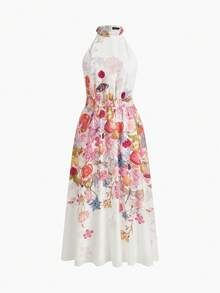 ZEYLAH FLORAL PRINT ZIPPER DRESS - Multicolor - View 2