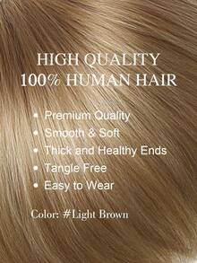 9AM 发夹式刘海，多种发色可选，棕色、巧克力色、金色，真人发丝，空气刘海带鬓角，夹式接发，新手友好，真发片，单夹设计，佩戴方便，四种颜色可选：自然黑、棕色、金色。适合运动、度假、旅行、节日、舞会、户外、角色扮演、校园、学校、海滩、婚礼等场合。 - 彩色 - 查看 5