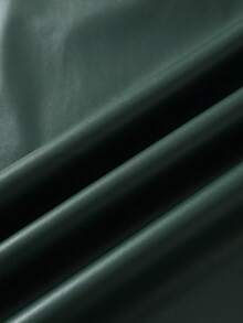 ROMWE MEN Camiseta de manga corta holgada de cuero sintético para hombre, estilo callejero retro - Verde militar - Ver 5