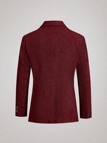 Officeau Men's Fashionable Shiny Spiked Collar Suit Jacket - Red - View 2