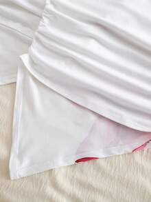 Summer Tops Teen Girl 3pcs Solid And Floral Print One Shoulder Asymmetric Hem Ruched Casual Versatile Date Top Flower Tube Top Summer Teen Top Squishy Girls Tube Top - Multicolor - View 3