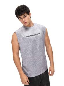 Áo mặc nhà nam, kiểu dáng thông thường, họa tiết giả bông tuyết, in hình tiếng Anh. - Màu Xám nhạt - Xem 6