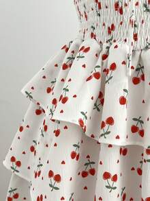 Elamini Summer New Arrival Dress, Sweet Heart & Cherry Print Cake Skirt - Multicolor - View 7