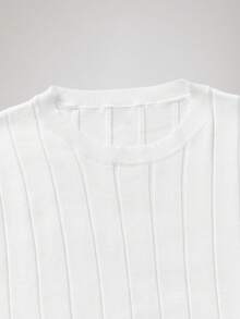 Officeau HUODA Men's Casual Ribbed Knit Sweater, Round Neck, Minimalist & Fashionable, Suitable For Daily Wear - White - View 3