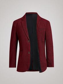 Officeau Men's Fashionable Shiny Spiked Collar Suit Jacket - Red - View 3