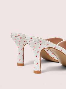 CUCCOO DOLLMOD Women's Square Toe Floral Red And White Summer Fresh Spring And Summer New Daily Fashion Cute Wear Bow Stiletto High Heel Sandals - Red and White - View 9