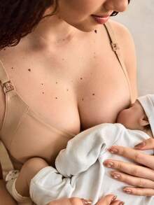 1件装女士无缝前扣无钢圈哺乳孕妇文胸 - 咖啡棕 - 查看 3