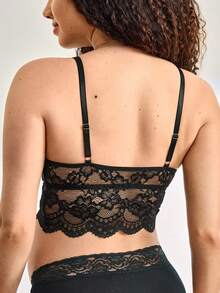 黑色蕾丝拼接孕妇哺乳文胸 - 黑色 - 查看 4