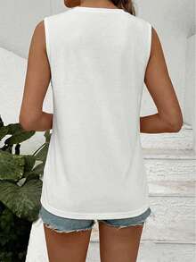 Selamara Áo thun nữ cổ tròn phối màu, kiểu dáng thường ngày, đa năng. - trắng - Xem 2