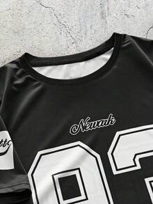 EVRINFINITE 男士黑色数码印花 T 恤和星星图案，休闲涤纶圆领 T 恤，可机洗 - 彩色 - 查看 3