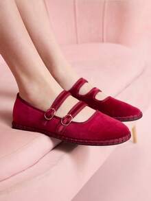 CUCCOO DOLLMOD Zapatos de mujer clásicos de terciopelo con doble raya roja - Jujube - Ver 4