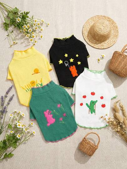 PETSIN Pet Clothing, Dog Clothing, Cat Hoodie, Casual Vest, Spring And Summer New Item, Small Animal Printed Vest, Cool Casual Wear, Cartoon Hoodie