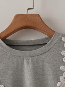 Franclia 女士圆领二合一休闲百搭日常短袖T恤 - 灰色 - 查看 5